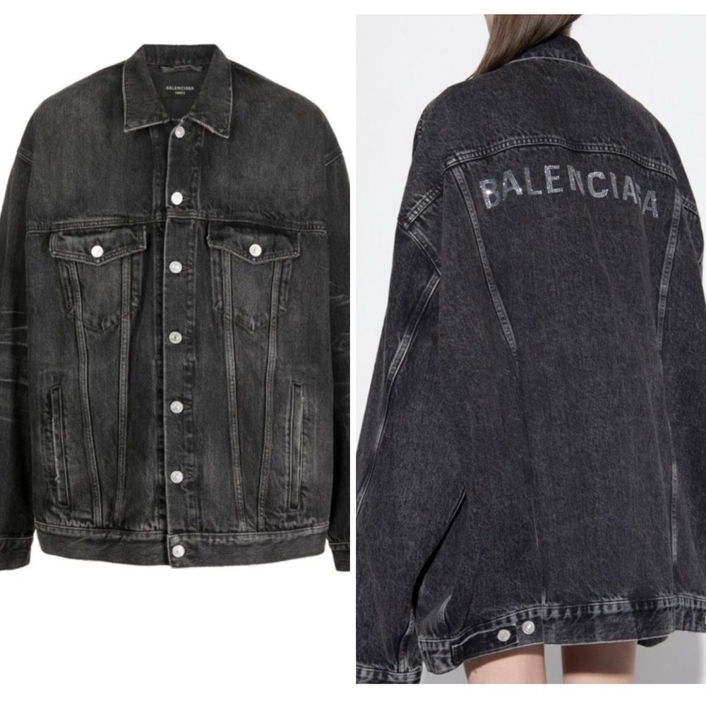 Balenciaga unisex crystalline logo-print denim jacket NWT